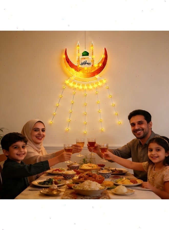 Ramadan Eid LED Curtain Lights Castle Crescent Moon Star Design Battery Powered Islamic Decorations for Indoor Bedroom Outdoor Courtyard Home Decor - Image 5